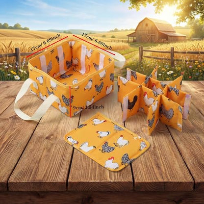 UKJENT Egg Collecting Basket for Kids & Family Farm Chores, 9 Padded Pouches to Prevent Broken Eggs, Safe & Easy Egg Carrier with Sturdy Handle, Chicken Duck Goose Eggs Holder from Coop to Kitchen - color: Color 7