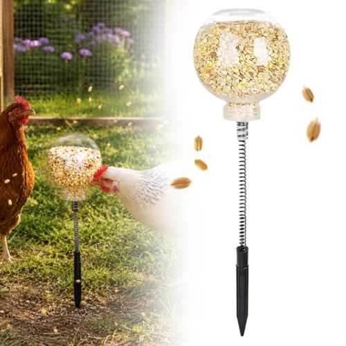 Chicken Slow Feeder Ball & Enrichment Toys for Hens Poultry, Chicken Pecking Toys, Interactive Boredom Busting Chicke-n Coop Accessories, Spring Loaded Swing Feeder for Parrots Ducks Birds - size: 1pcs