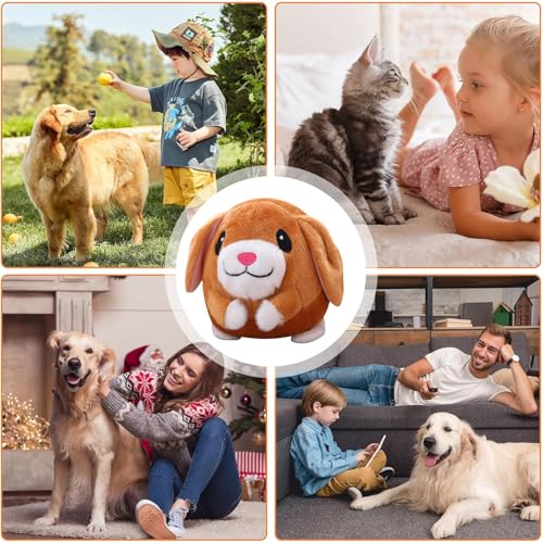 Active Moving Plush Toy, Interactive Pet Bouncing Balls, USB Rechargeable Sound Electronic Dog Toy, Cute Squeaky Pig Dog Toy - color: Dog