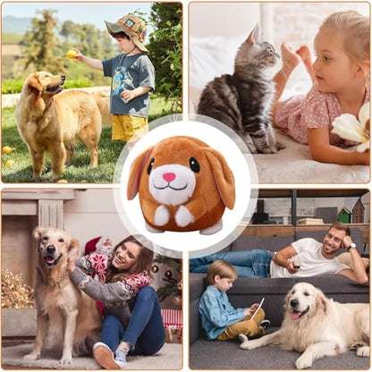 Active Moving Plush Toy, Interactive Pet Bouncing Balls, USB Rechargeable Sound Electronic Dog Toy, Cute Squeaky Pig Dog Toy - color: Dog