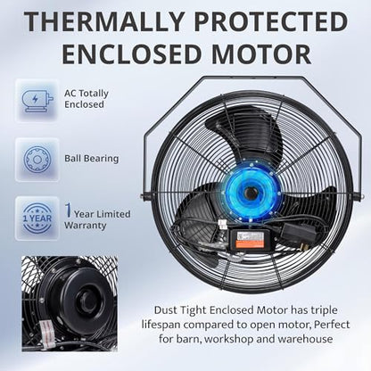 Tornado 20-Inch High Velocity Outdoor Wall Fan, IPX4 Water-Resistant, 3-Speed 4750 CFM, UL Safety Certified for Industrial, Commercial, Residential & Greenhouse Use - size: 20 Inch New