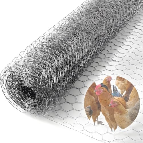 Chicken Wire (Silver, 15.7 x 157 Inch) Chickens Wire Fencing for Garden Poultry, Hexagonal Galvanized Mesh, Sturdy Roll Plant Protector,Rabbit Fence, Wires Fence Rolls for Craft Projects - color: Silver, size: 15.7 x 157 Inch