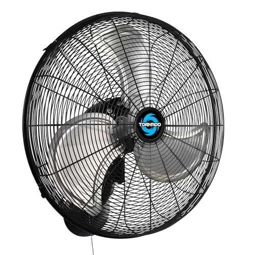 Tornado 20" Pro Series High Velocity Oscillating Wall Mount Fan – Heavy-Duty Metal Fan for Industrial, Commercial & Residential Use – 3 Speeds, 5250 CFM, UL Safety Listed - size: 20 inch, style: Indoor