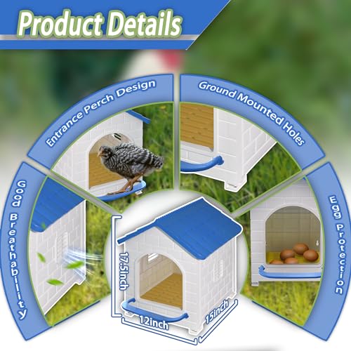 Chicken Nesting Box for Laying Eggs 1/2/3 Pack Large Easy to Assemble Hen Plastic Nesting Box with Washable Nesting Pad for Chicken Coop Wall or Ground Mounted (2 Pack) - size: 2 Pack