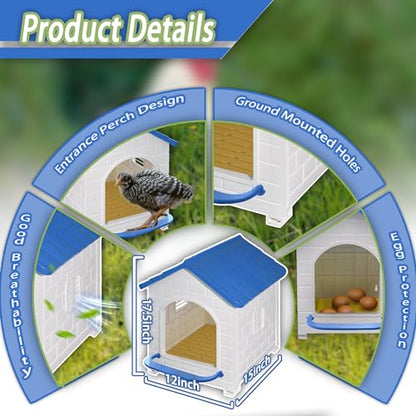 Chicken Nesting Box for Laying Eggs 1/2/3 Pack Large Easy to Assemble Hen Plastic Nesting Box with Washable Nesting Pad for Chicken Coop Wall or Ground Mounted (2 Pack) - size: 2 Pack