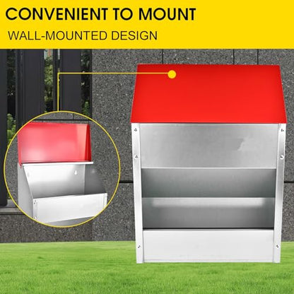 shengyi 11.5-55lbs Galvanized Chicken Feeder - Rat Proof Poultry Feeder with Lid Weatherproof Outdoor Coop Food Dispenser (50lbs 13.8x8.3x24.8in)