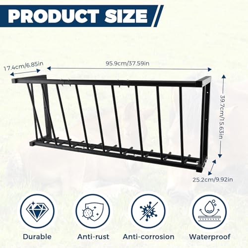 Hay Rack,37.6'' Long Wall Mounted Hay Feeder with 25 Gallon Large Capacity,Detachable Hay Holder for Horse Goats Sheep and Livestock