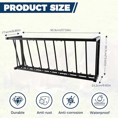 Hay Rack,37.6'' Long Wall Mounted Hay Feeder with 25 Gallon Large Capacity,Detachable Hay Holder for Horse Goats Sheep and Livestock
