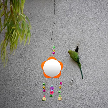 ERINGOGO 1pc Chicken Mirror Toy with Bells Sturdy Hanging Mirror for Hens Parrots Birds Pet Supplies for Gardens Cages