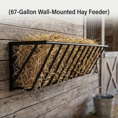 Wall Mounted Carbon Steel Hay Rack, Goat & Horse Feeder - 31.5 Inch with Mounting Kit