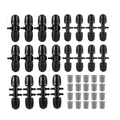 40 Pcs Barbed Tee 1/2 Inch to 1/4 Inch Drip Irrigation Fittings Kit for (1/2'' ID x 0.60''-0.63'' OD) 16mm Irrigation Tubing Anti-Drop Barbed Connectors 8 Tee,8 Four-way,4 Six- way,20 End Caps - size: 40 Pcs Irrigation Fittings Kit