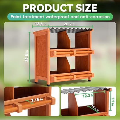 2-Tier Chicken Nesting Box, 4 Compartment Wooden Nesting Box for Chickens with Waterproof Roof, Non-Slip Stable Base, Heavy Duty Chicken Laying Boxes for Hens, Duck, Poultry, Bird, Orange - size: 28.2"L x 12.6"W x 29.8"H