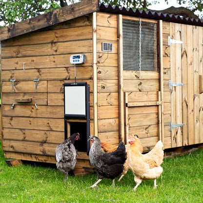ChickenGuard Automatic Chicken Coop Door Opener, Power by Solar/Batteries/Electric. Strong Motor Lifts 2kg; Timer/Light Sensing; Motor Units only or Combination Kits (PRO + Door + Solar Kit) - size: PRO + Door + Solar Kit
