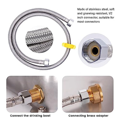 1 Gal Extra Large Automatic Horse Waterer Stainless Steel Dog Water Bowl Dispenser with Brass Float Valve Auto Fill Livestock Water Trough for Dogs Chicken Farm Animal