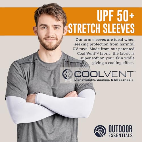 OutdoorEssentials UV Sun Sleeves for Men & Women, Cooling Arm Sleeves UPF 50+ | Golf, Tattoo Cover Up, Sun Protection - color: (4 Pairs): 2 Black, 2 White
