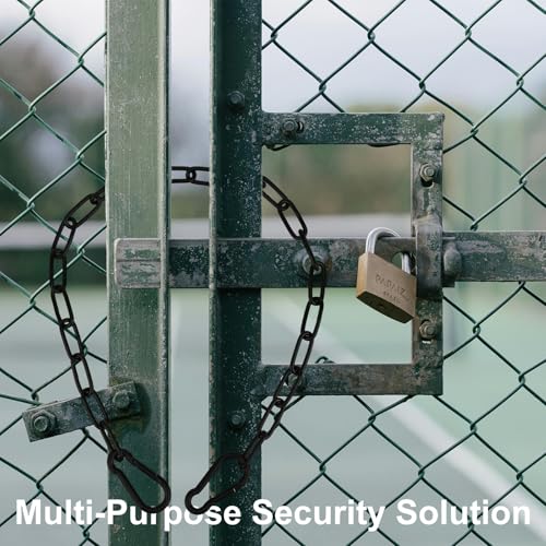 Gate Chain Lock for Outdoor Fence 20 Inch Stainless Steel Gate Chain Link Lock with Carabiners Gate Chain Latches for Garden, Yard, Pet Cages, Horse Dog Goat Cow Farm Use, Black