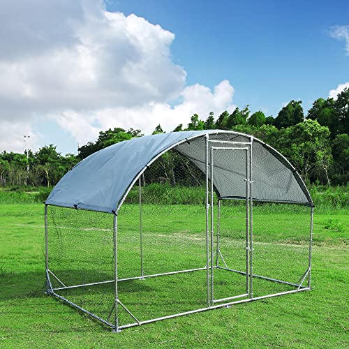 Large Metal Chicken Coop Round Top Upgrade Tri-Supporting Wire Mesh Chicken Run,Chicken Pen with Water-Resident and Anti-UV Cover,Duck Rabbit House Outdoor (Dome Roof 6.5'L x 9'W x 6.5'H) - size: 78.0"L x 108.0"W x 78.0"H