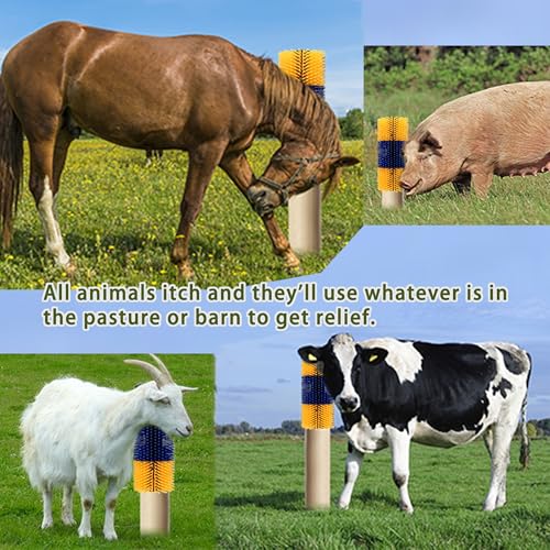 2 Pack Livestock Scratching Brush for Goats, Cattle, Horses & Sheep, Heavy Duty Goat Grooming Massage Brush Wall Mount with Screws for Farm Animals - size: 17.2 x 7.56 Inch