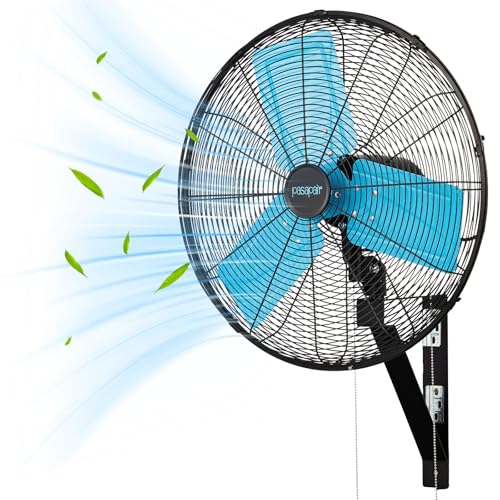 20 Inch Wall Mount Fan Oscillating High-Velocity Fans 5500 CFM, 3 Speed Industrial Wall Fan with 90°Horizontal 30°Tilt Oscillation for Warehouses, Workshops, Factories, Commercial Indoor Greenhouses