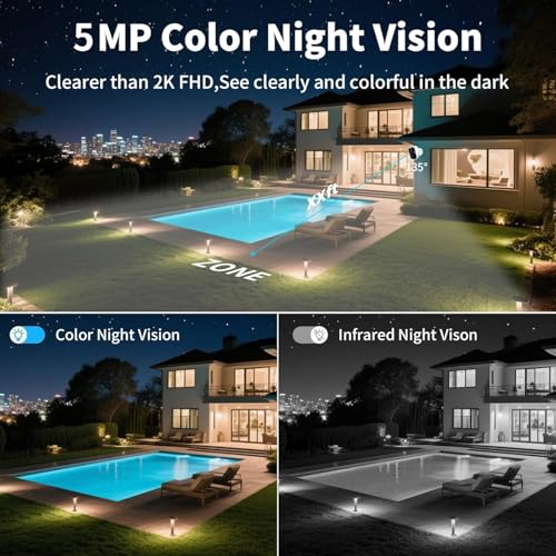 Goalake 2026 Upgraded Wireless Security Camera 5MP 2.5K, Battery Powered, AI Motion Detection, Spotlight, Two-Way Audio, Siren, IP65, No Monthly Fee, Cloud & 256GB SD Storage (Pre-Inserted a SD Card) - size: CP13WB-D