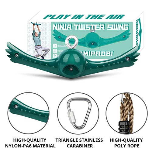 YAMIPROBI Swing Spins Set: 360° Handle Twist-Spin Flips Toy - Slackline Attachments Activate Play Powers - Accessories for Kids' Playground and Backyard Fun, Green - color: Green