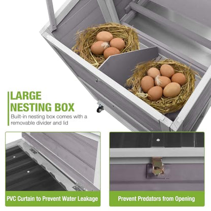 Gutinneen Chicken Coop Large Chicken House with Run Wooden Poultry Cage with Nesting Box,Large Opening Roof