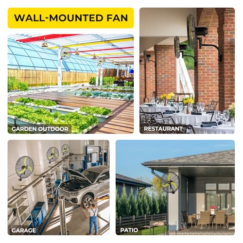 FUGOO 30'' Oscillating Wall Mounted Fan With Remote Control,BLDC Motor, Large air flow range From 3200CFM to 8800CFM, 4-Speed Heavy Duty Industrial Wall Fan for Factory, Commercial, Garage, Warehouse - size: 30-inch +R