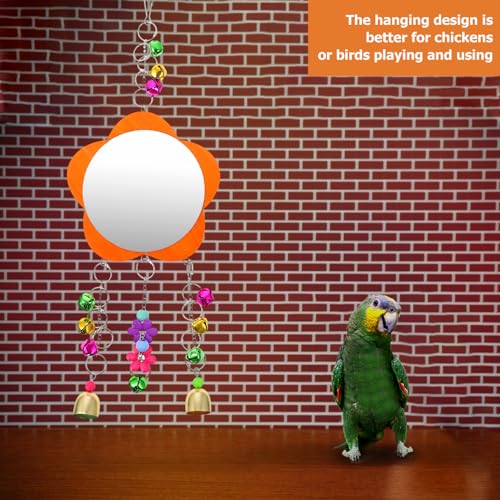ERINGOGO 1pc Chicken Mirror Toy with Bells Sturdy Hanging Mirror for Hens Parrots Birds Pet Supplies for Gardens Cages