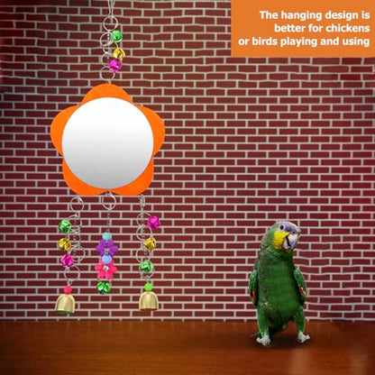 ERINGOGO 1pc Chicken Mirror Toy with Bells Sturdy Hanging Mirror for Hens Parrots Birds Pet Supplies for Gardens Cages