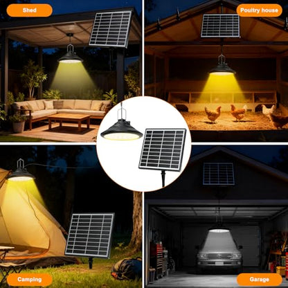 2-Pack Solar Chicken Coop Light with Timer, Barn Light for Horse Arenas, Pig Farms | 3-Mode Spectrums, IP66 Waterproof & 22ft Cord | Outdoor Lighting for Stables, Goat Sheds, Poultry Coop