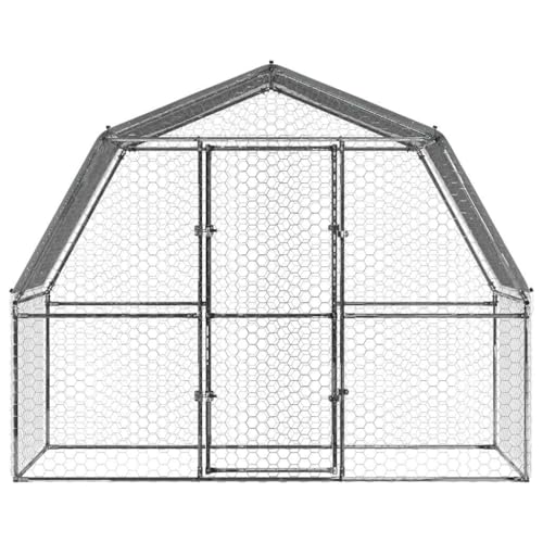 Galvanized Steel Chicken Coop with Lockable Door and PE Roof 112"x76"x90" Large Outdoor Animal Cage for Chickens Ducks Rabbits - size: 112.2" x 76.8" x 90.6" (L x W x H)