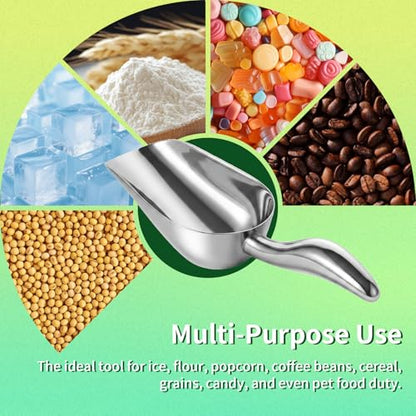 304 Stainless Steel Ice Scoop, 22Oz Heavy Duty Metal Ice Scooper Rustproof and Dishwasher Safe Perfect for Ice Maker Freezer Kitchen Bar Party Wedding Coffee Shop - size: 3