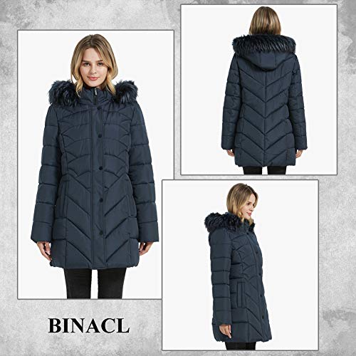 BINACL Women's Winter Warm Thicken Long Outwear Pockets Coat Parka Jacket XS-3XL - color: Navy, size: X-Large