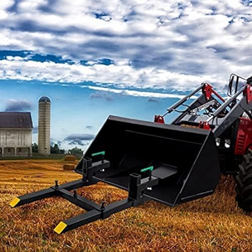 Clamp On Debris Forks To 48-60" Bucket, Heavy Duty Pallet Fork Fit For Loader Bucket Skidsteer Tractor,60''with Stabilizer Bar 1500LBS - size: 60''with Stabilizer Bar 1500LBS