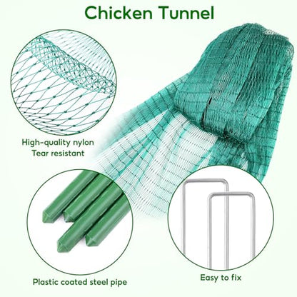 UNIFAMILY Chicken Tunnel, Chicken Coop Run, 157×31 Inches Chicken Tunnels for Outside Yard, Easy Installation Tunnel Runs Suitable for Chick, Duck, Rabbit, Large, Green