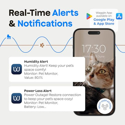 Waggle RV Pet Temperature Monitor - 4G Cellular, No WiFi Required - Real-Time App, SMS & Email Power Outage Alerts - Unlimited Notifications - Home, Car, RV & Vacation Safety - Subscription Required - style: Lite+ (Subscription Required)