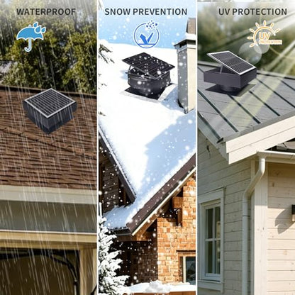 Solar Roof Vent Fan, 60W Dual Power Attic Fan with Thermostat &,A2 | 60W monocrystalline solar panel, dual power backup, 3-speed remote & 25°C auto-start, 2500m³/h high airflow, quiet <45dB - color: A2