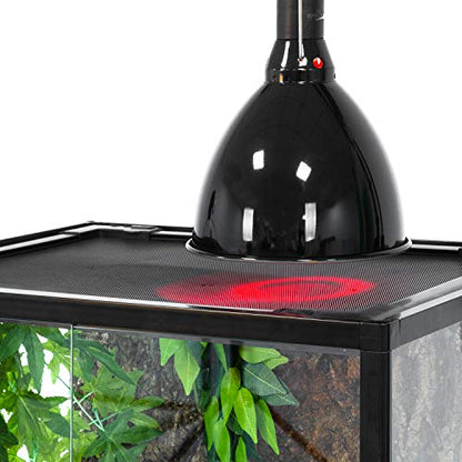 REPTI ZOO 8.5 inch Reptile Light Fixture 200W 2 in 1 E26 Base with Removable Ceramic Socket with On Off Toggle Switch in Black,Aquarium Dome Reptile UVB Light Socket Fixture (Without Bulbs)