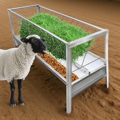 Goat Hay Feeder, 77 Gallon Large Capacity Pasture Hay Feeders Up to Feed 14 Livestocks, Durable Goat Mineral Feeder Easy to Assemble and Maintain in Farm Outdoor Use, Feeding Goat, Sheep, Horse