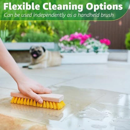 Deck Scrub Brush Head 7.87" - Heavy Duty Concrete & Wooden Deck Scrub Brush With Hard Nylon Bristles - size: 7.87"