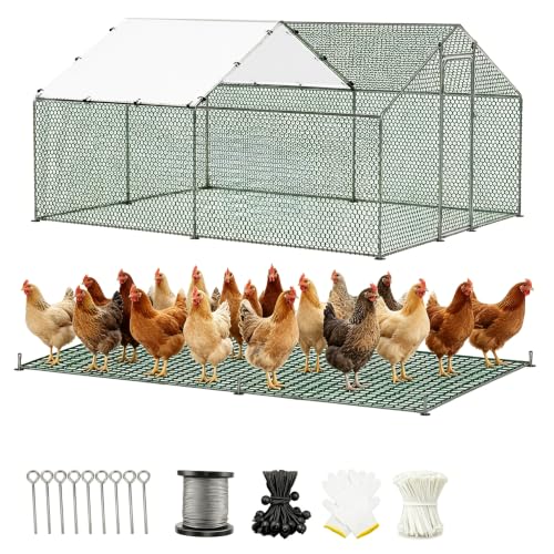 HERBAN 2026 Upgraded Chicken Coop with All-Around Heavy-Duty Cloth, 9.8x13.1x6.4 ft Large Metal Walk-in Outdoor Chicken Run Pen for Yard, Spire Roof Poultry Cage for Hens, Ducks - size: 157.2"L x 117.6"W x 76.8"H