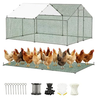 HERBAN 2026 Upgraded Chicken Coop with All-Around Heavy-Duty Cloth, 9.8x13.1x6.4 ft Large Metal Walk-in Outdoor Chicken Run Pen for Yard, Spire Roof Poultry Cage for Hens, Ducks - size: 157.2"L x 117.6"W x 76.8"H