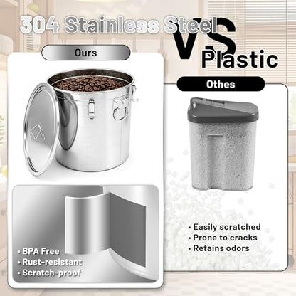 304 Stainless Steel Airtight Food Storage Container, 6L/1.59Gal Large Canister with Lock Clips & Lid, Heavy Duty Metal Bucket for Rice, Flour, Grain, Coffee Beans, Kitchen Pantry Jar - size: 6L