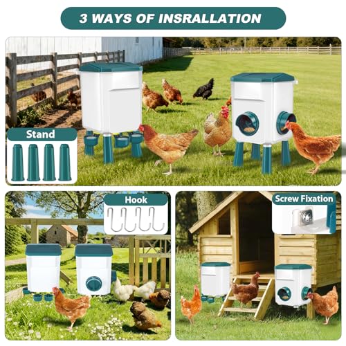 Chicken Feeder and Waterer Set 2 Gallon/17.6 Pounds, Automatic Chick Feeder and Waterer Set No Waste, Poultry Feeder Large for Hens/Ducks/Poultry - color: Blue