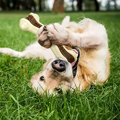Sosation 6 Pcs Dog Toys for Aggressive Chewers Christmas Nylon Beef Flavor Bones Tough Puppy Teething Toys Puppy Chew Bones for Large Medium Small Breed Dogs Puppies(Large) - size: Large
