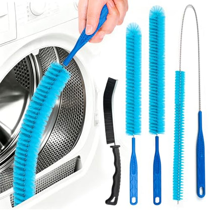 Dryer Vent Cleaner Kit，Refrigerator Coil Cleaning Brush，Includes Dryer Vent Brush, lint Brush for Dryer, Drain Cleaning Brush, and Appliance Brush Set for All Your Home Cleaning Needs