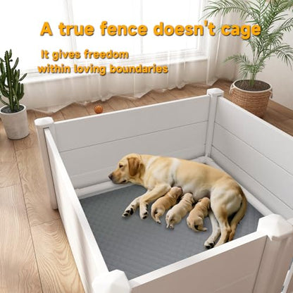 Whelping Box for Dogs, Puppies,48x48x18in,with Pig Rails Washable Pad,Suitable for Small Medium Large Breeds, White,Whelping Supplies - style: 48"L x 48"W x 18"H