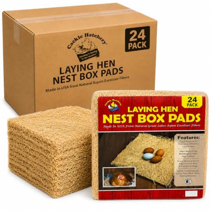 Cackle Hatchery Laying Hen Nest Box Pads Made in USA from Sustainable Aspen Exceslior - 13x13 Nesting Box Liners (24 Pack) - size: 24 Pack