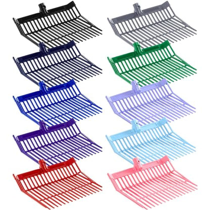 Lasnten 10 Pcs Manure Fork Head 18 Tines Pitch Fork Head with Screws and Nuts Durable Stable ABS Plastic Replacement Pitch for Gardening Horse Stall Picking up Manure Grass Hay