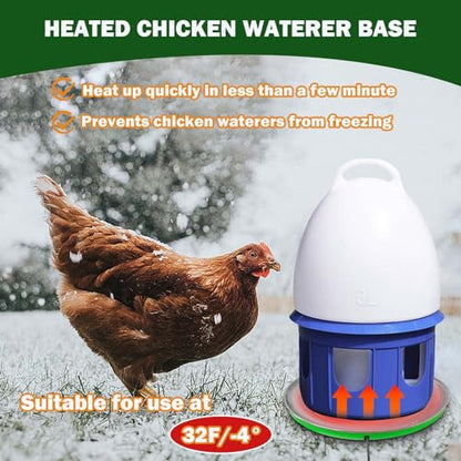Heated Chicken Waterer Heater Base Poultry Water Heated Base for Plastic/Metal Poultry Pigeon Drinker Waterer Founts Winter Chicken Coop Accessories 45W 110V-250V